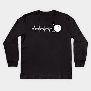 Bowling Heartbeat w Kids Long Sleeve T-Shirt